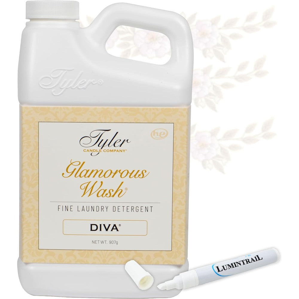 Lumintrail Tyler Glamorous Wash Diva 32 Ounce bottle front view authentic luxury laundry detergent.