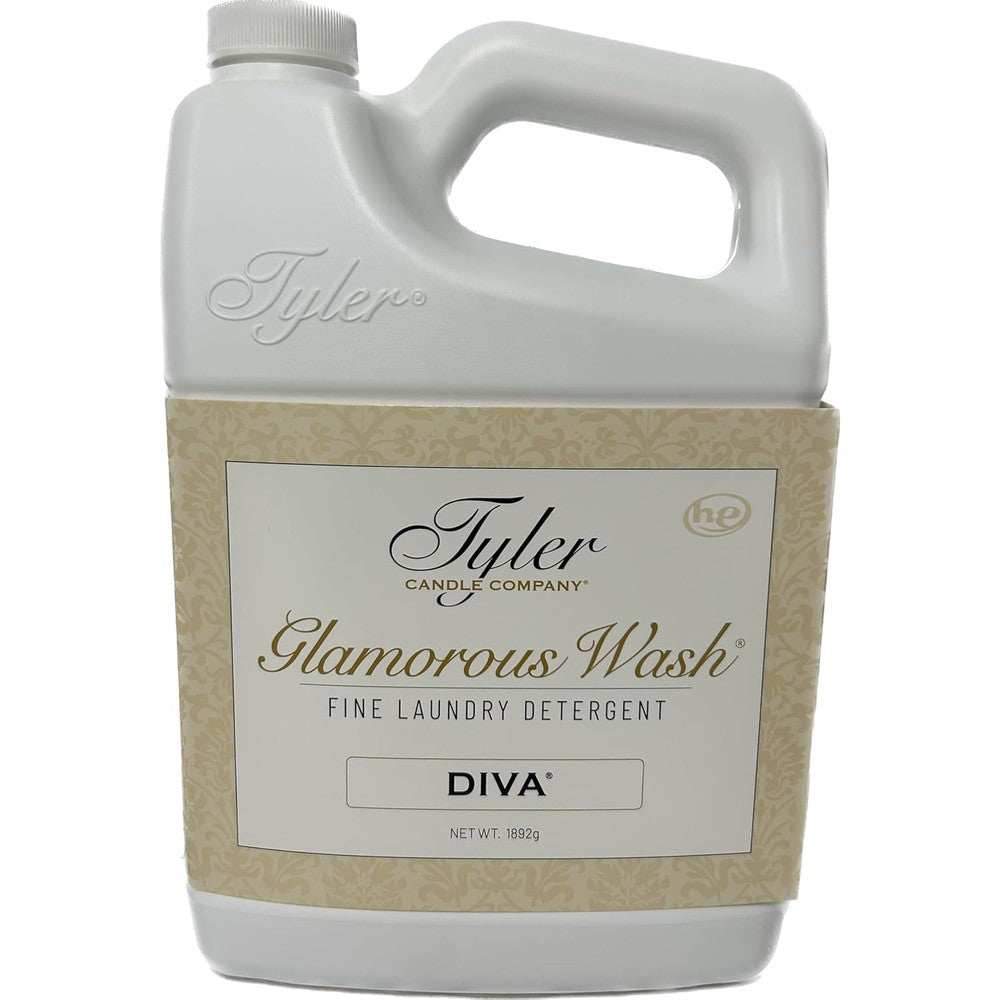 Tyler Candle Company Diva Glamorous Wash 64 Fluid Ounce bottle front view authentic laundry detergent.