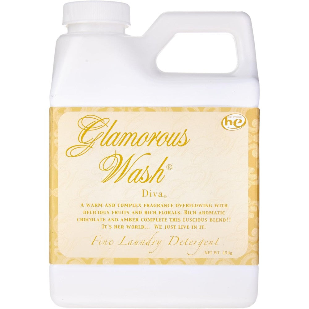 Tyler Candle Company Glamorous Wash Diva 16 Ounce bottle front view luxury laundry detergent.