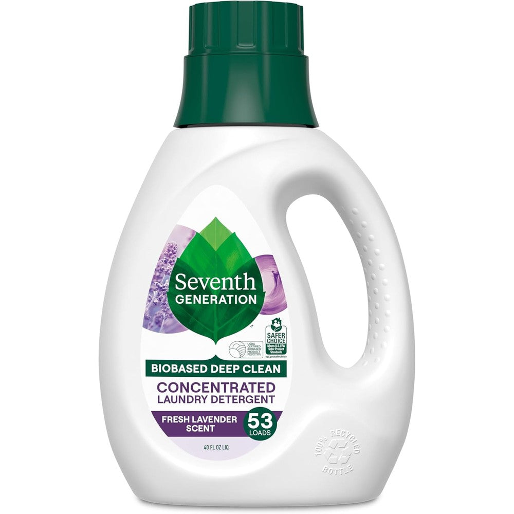 Seventh Generation Concentrated Laundry Detergent front view lavender scent plant-based cleaning.