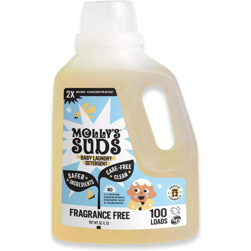 Molly's Suds Baby Liquid Laundry Detergent front view for sensitive skin care