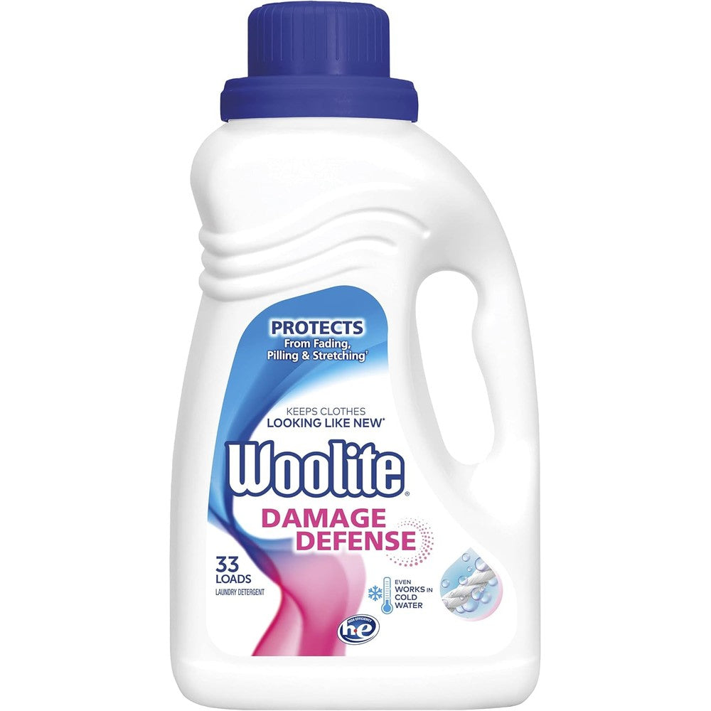 Woolite Damage Defense Laundry Detergent front view authentic imported bottle.