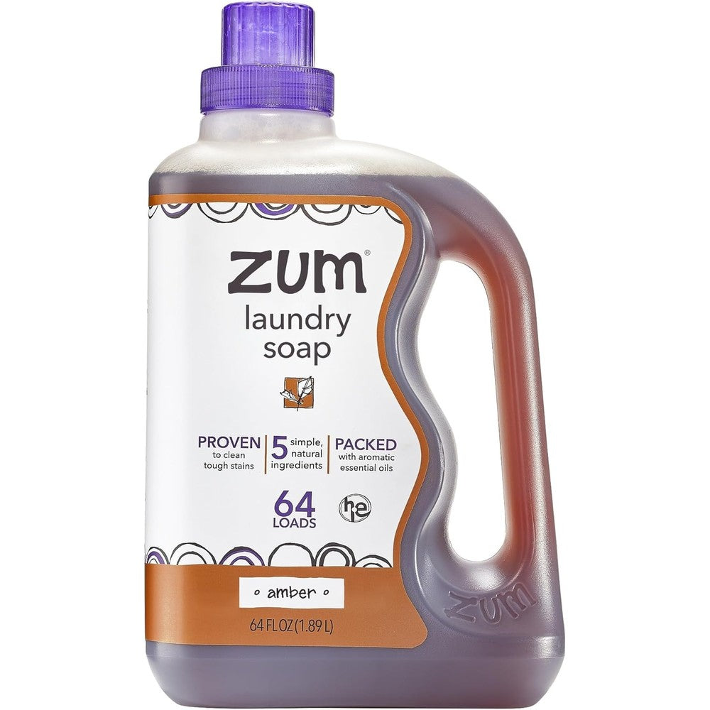 Indigo Wild Zum Clean Amber Laundry Soap front view 64 fluid ounce bottle
