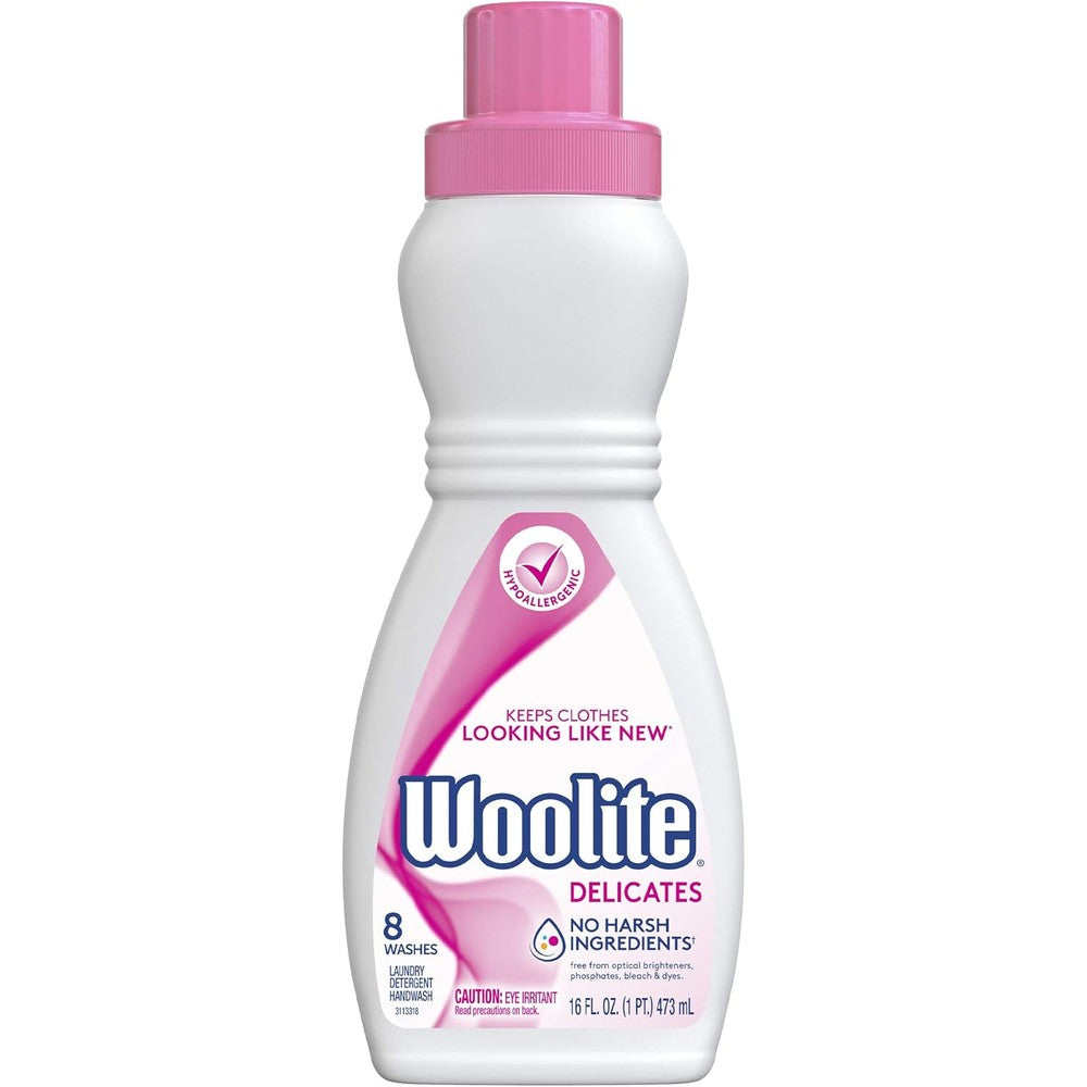 Woolite Delicates Hypoallergenic Liquid Laundry Detergent front view for delicate fabric care.