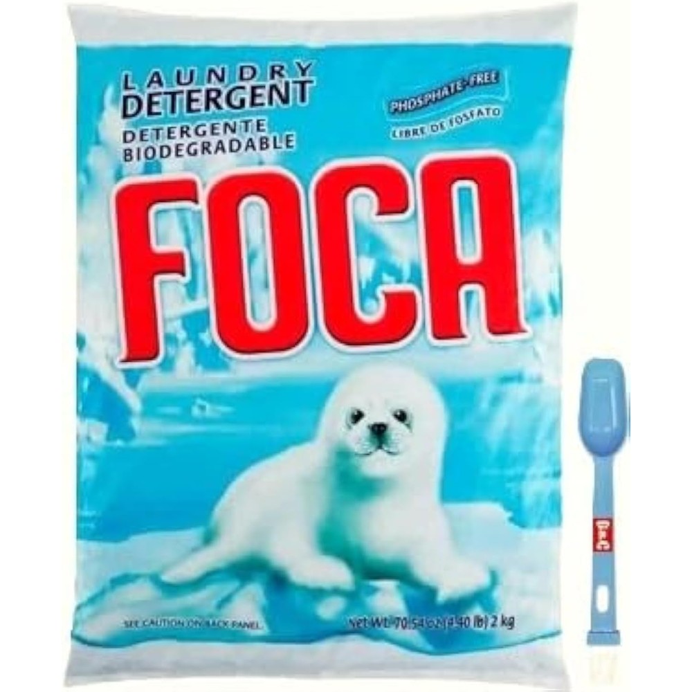 Vecosas Foca Laundry Detergent 4.41 Pound bag front view showing biodegradable logo.