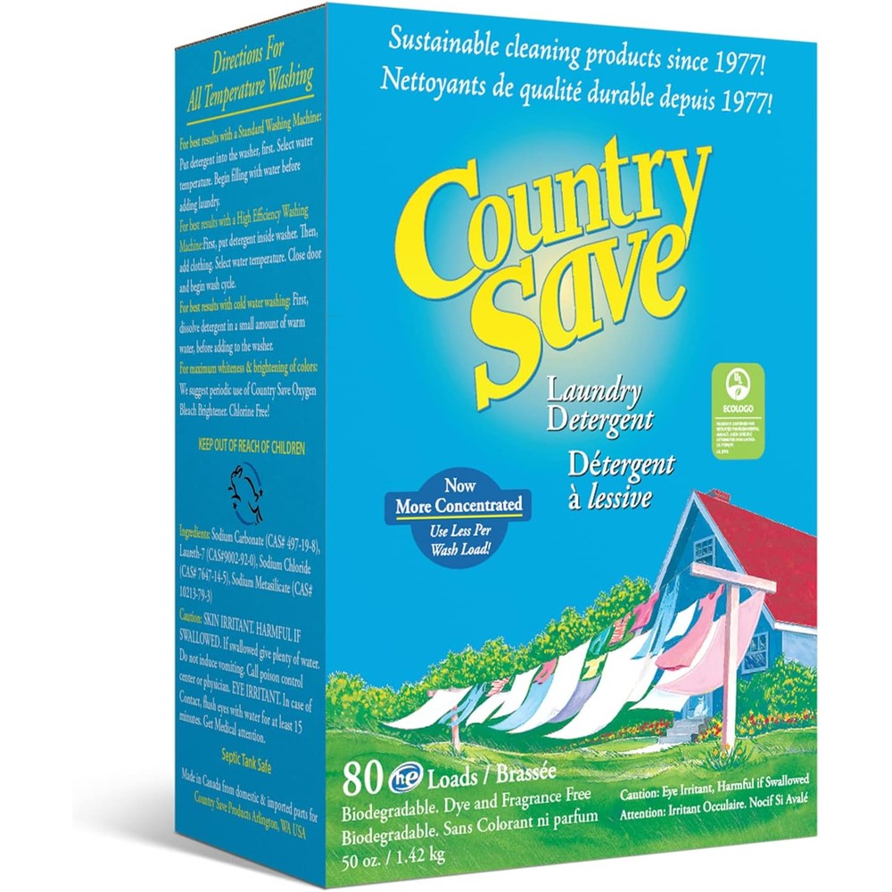Country Save HE Powdered Laundry Detergent front view concentrated formula