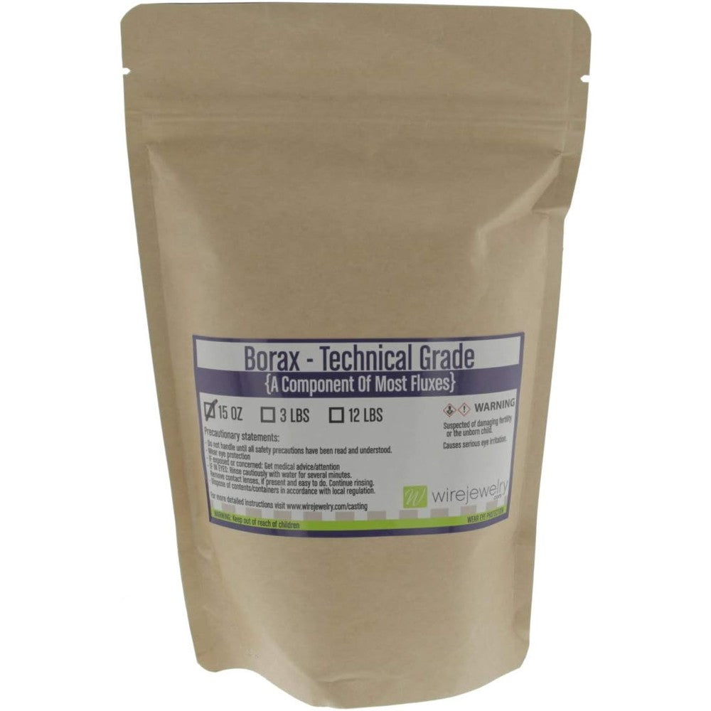 WireJewelry Borax Technical Grade 15 Ounce pouch for jewelry casting flux.