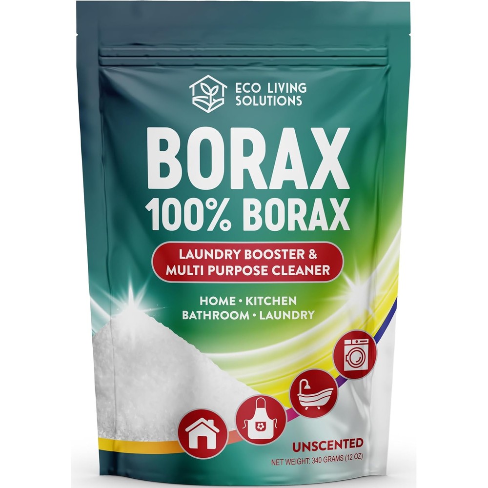 Eco Living Solutions Borax Powder 12 Ounce front view laundry booster.