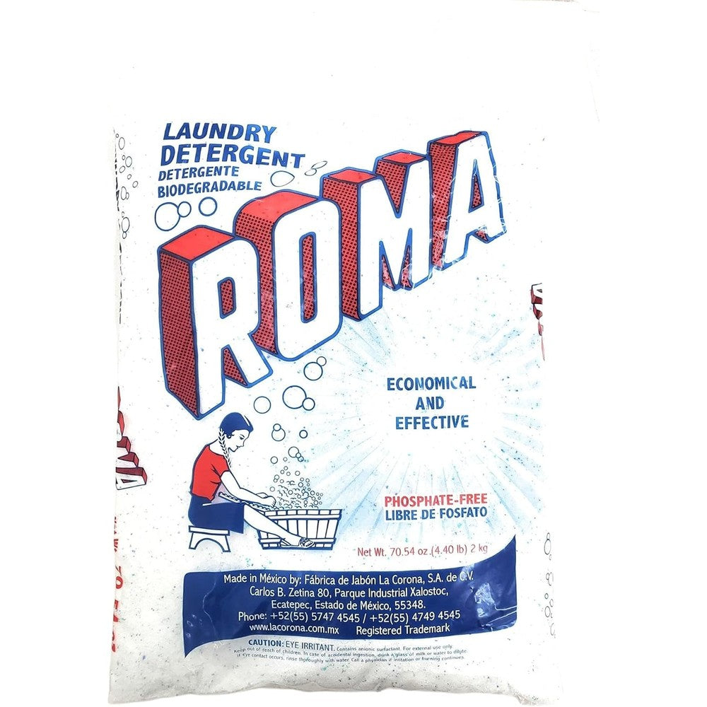 Roma Powder Laundry Detergent 4.4 pound bag front view for deep cleaning