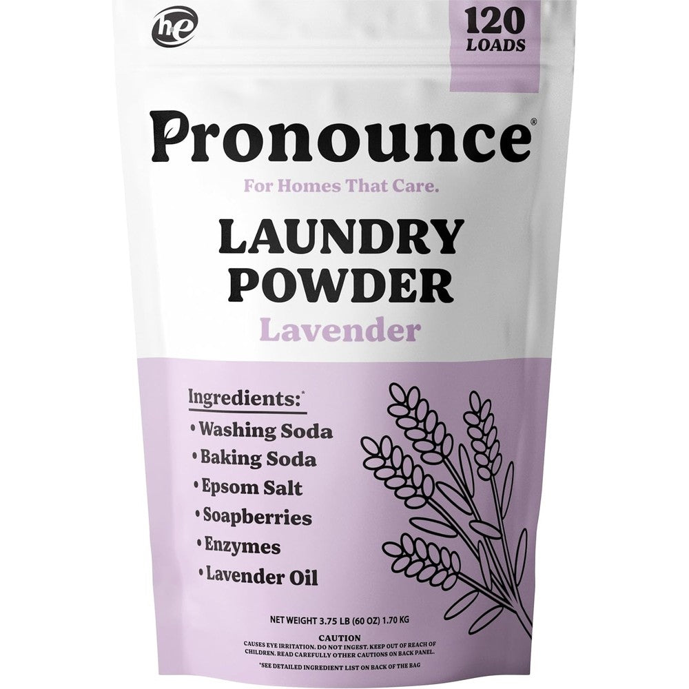 Pronounce Laundry Detergent Powder Lavender front view eco friendly packaging