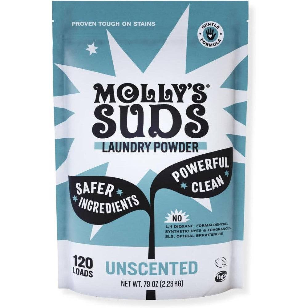 Molly's Suds Original Laundry Detergent Powder front view eco-friendly packaging.