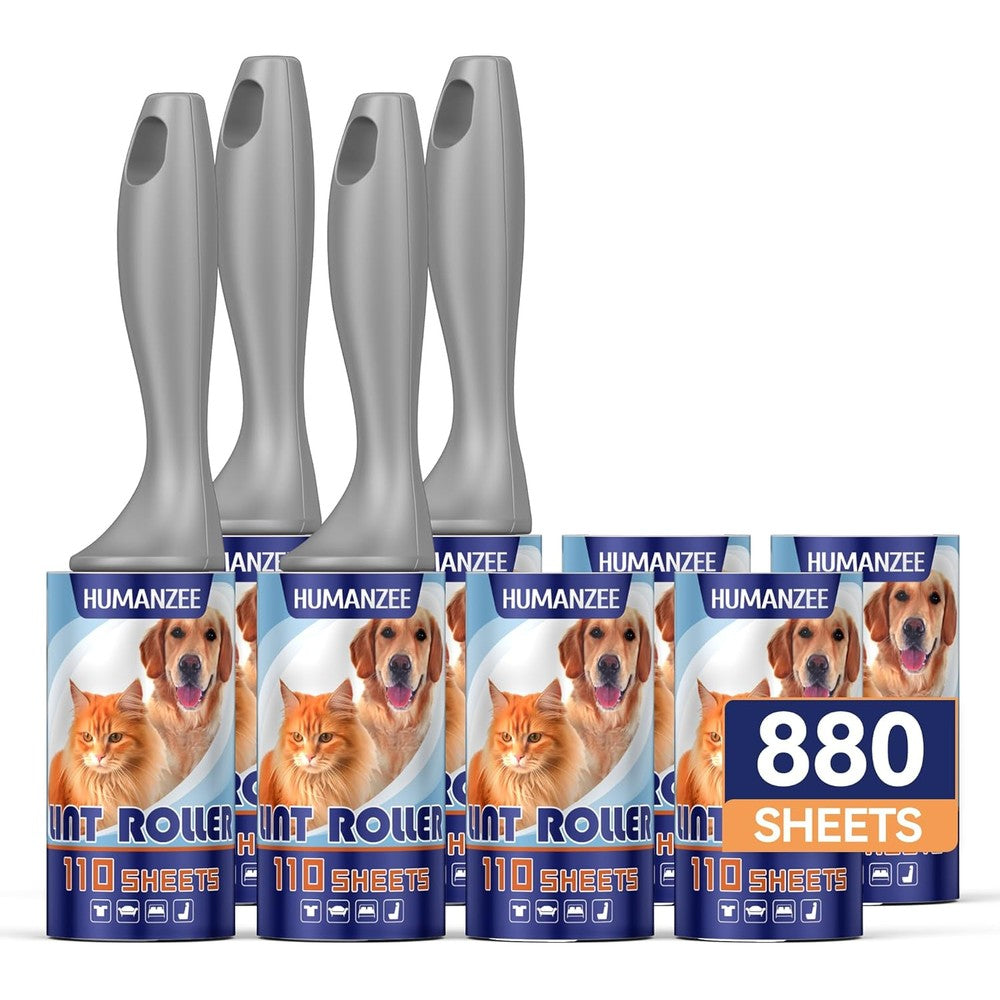 Humanzee extra sticky lint roller set front view for pet hair removal
