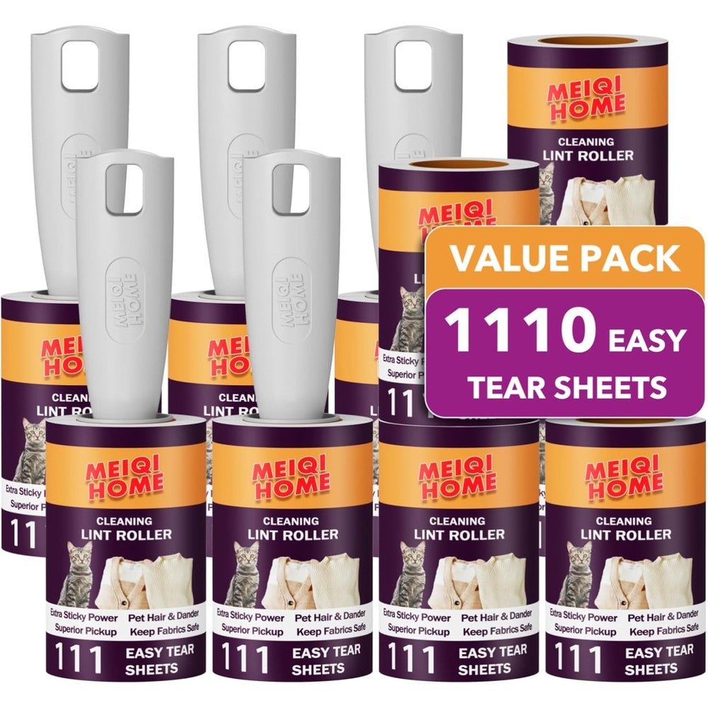 MEIQIHOME Lint Rollers front view 10 pack pet hair remover set