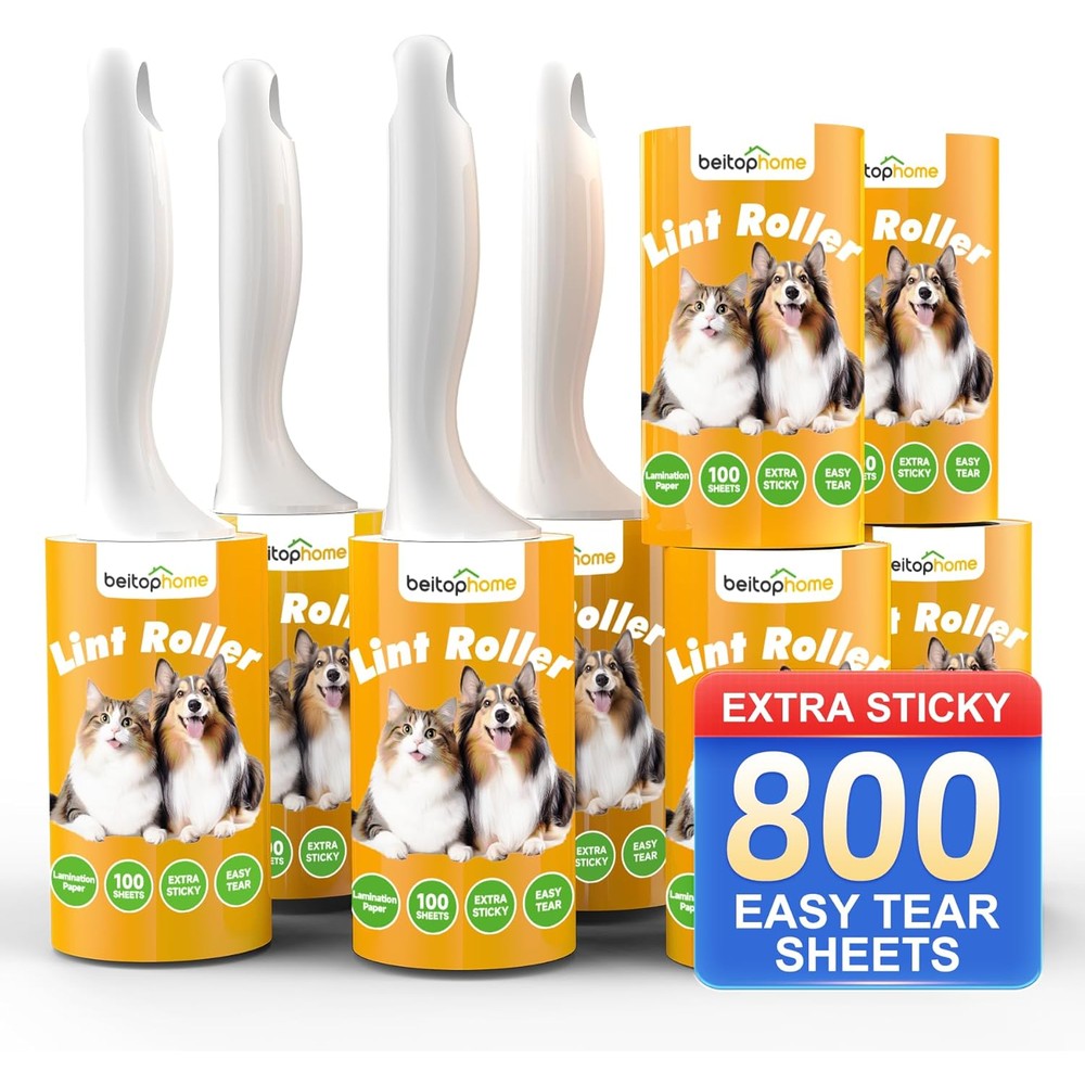 Beitophome Extra Sticky Lint Roller 800 Sheets Value Pack front view pet hair remover