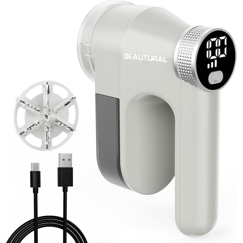 Beautural Fabric Shaver front view showing digital LED display