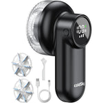 ColdSky Rechargeable Fabric Shaver front view with LED digital display active.