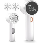 Peiyuu Fabric Shaver front view showing digital LED display and white ergonomic handle.