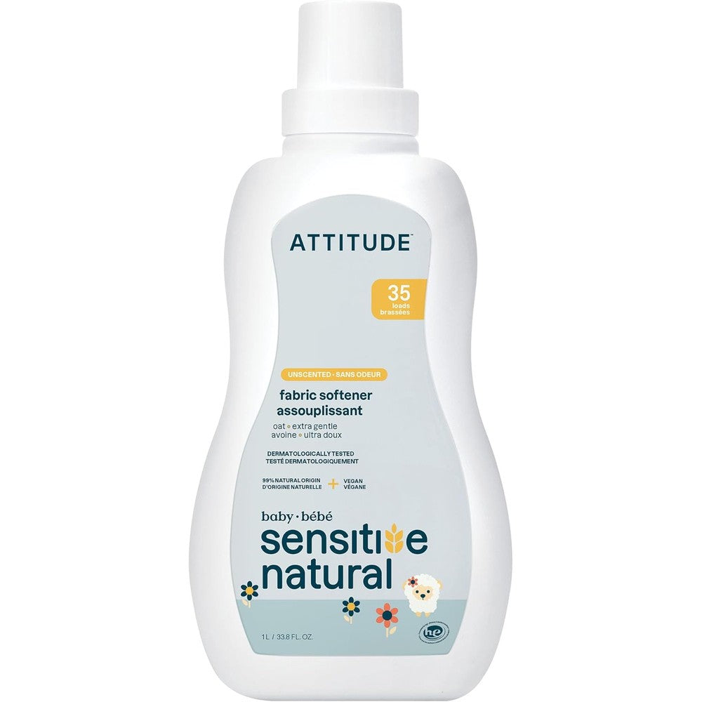 ATTITUDE Baby Fabric Softener front view 33.8 fluid ounce bottle