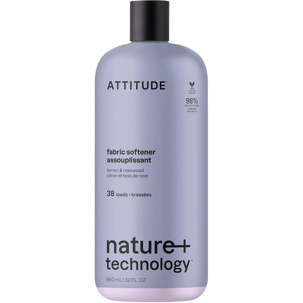 ATTITUDE Liquid Fabric Softener Lemon and Rosewood front view for laundry care