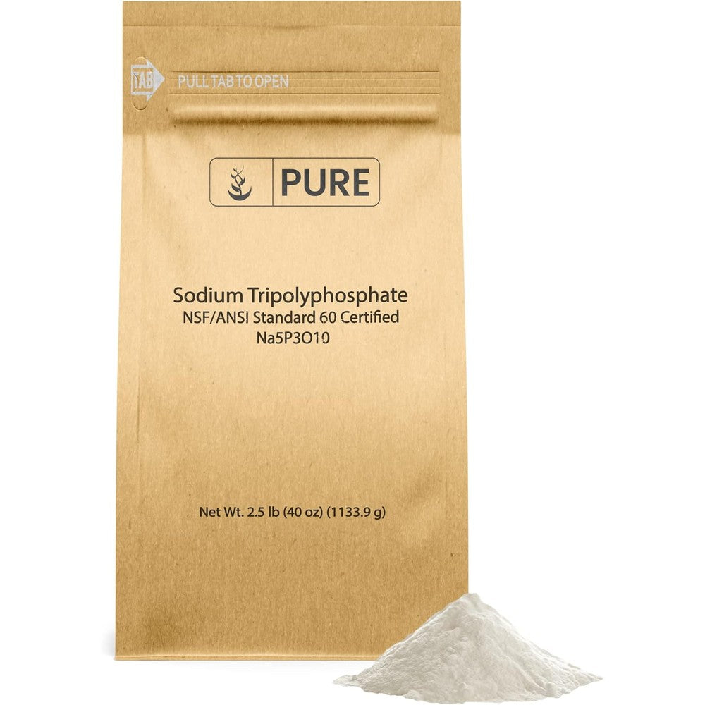 Pure Original Ingredients Sodium Tripolyphosphate front view of 2.5 pound bag for water softening