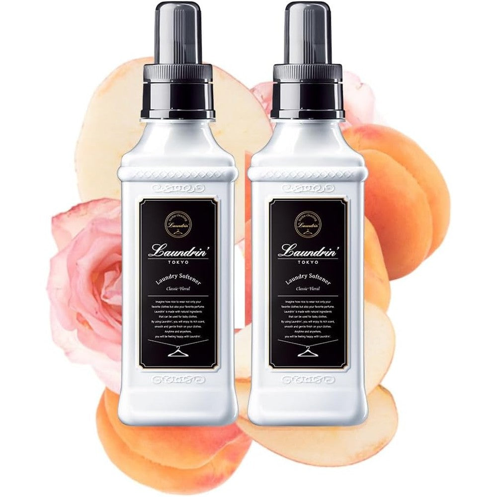 Laundrin Tokyo Classic Floral Laundry Softener 2 pack front view plant based fabric care