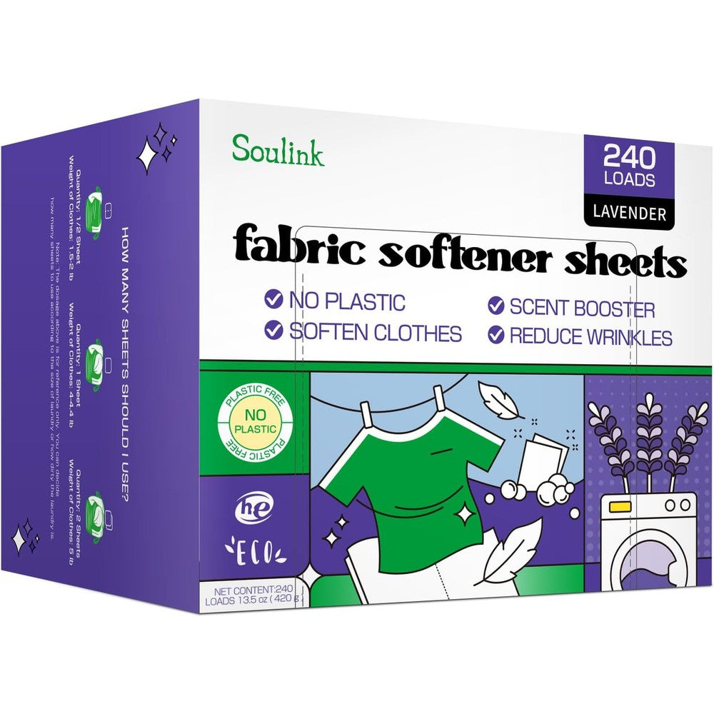 Soulink Fabric Softener Sheets Lavender Scent front packaging