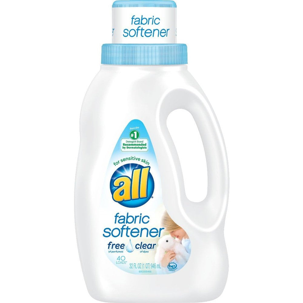 All Concentrated Fabric Softener Liquid Free and Clear bottle for sensitive skin laundry care.