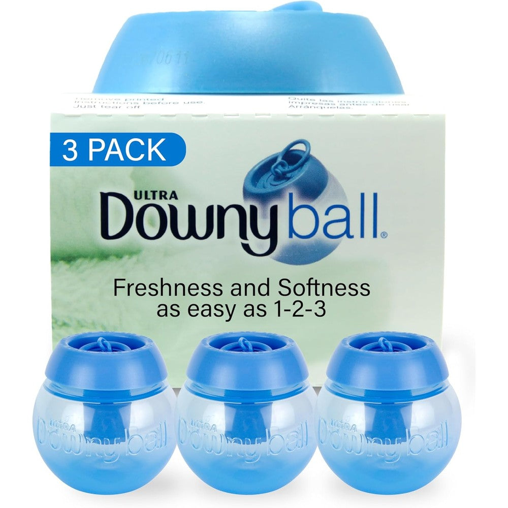 Downy Fabric Softener Dispenser Ball three pack front view of packaging