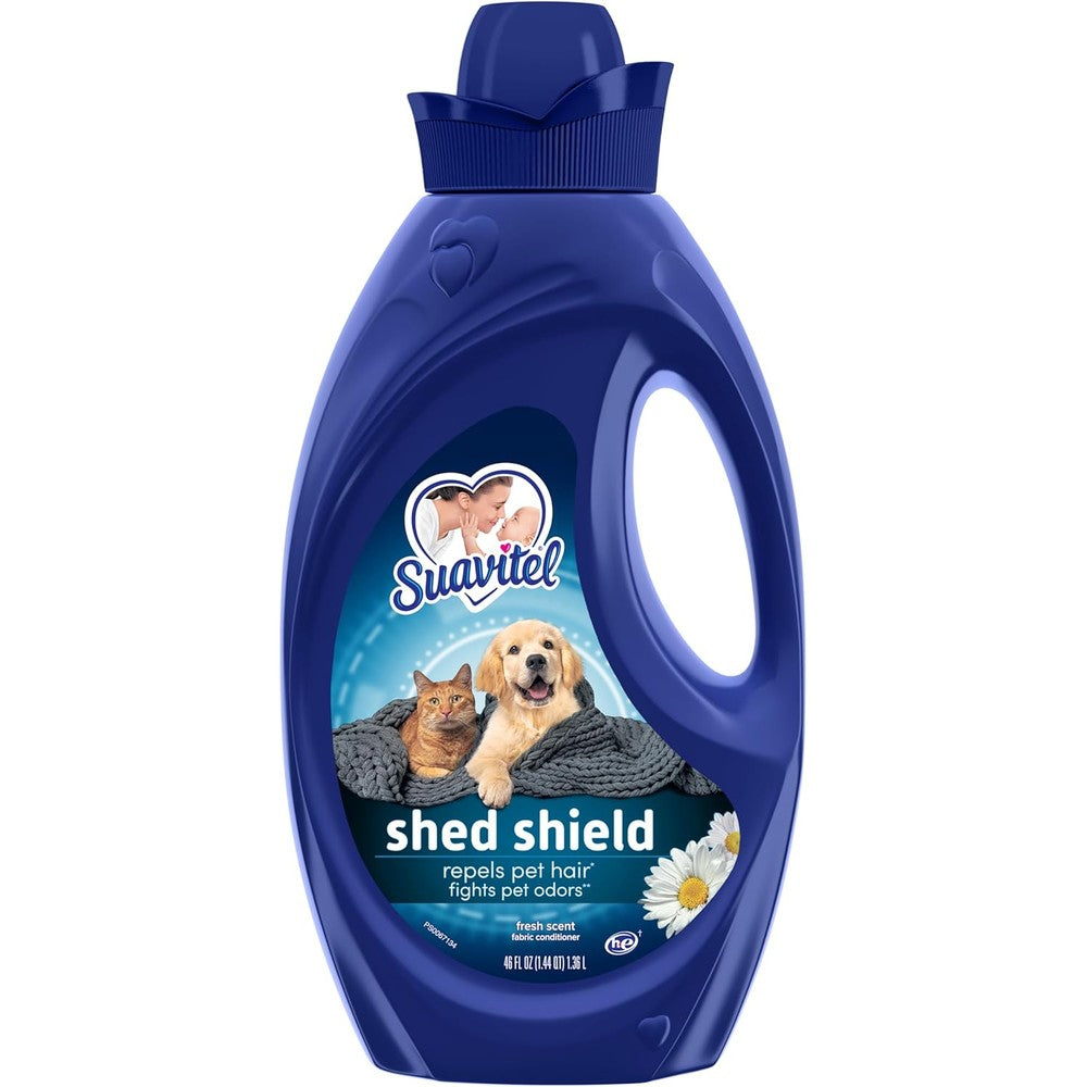 Suavitel Shed Shield Fabric Conditioner 46 ounce bottle front view pet hair repellent