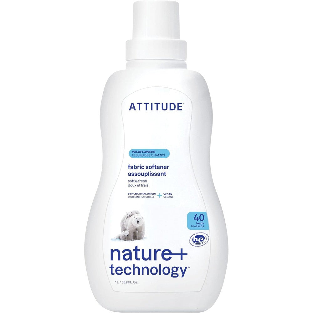 ATTITUDE Liquid Fabric Softener Wildflowers front view plant based laundry care