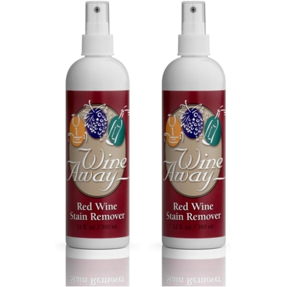 Wine Away Red Wine Stain Remover 12 Ounce bottle set front view for laundry care.