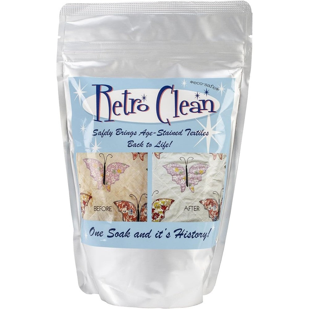 Retro Clean 16 Ounce powder bag front view for vintage fabric restoration.