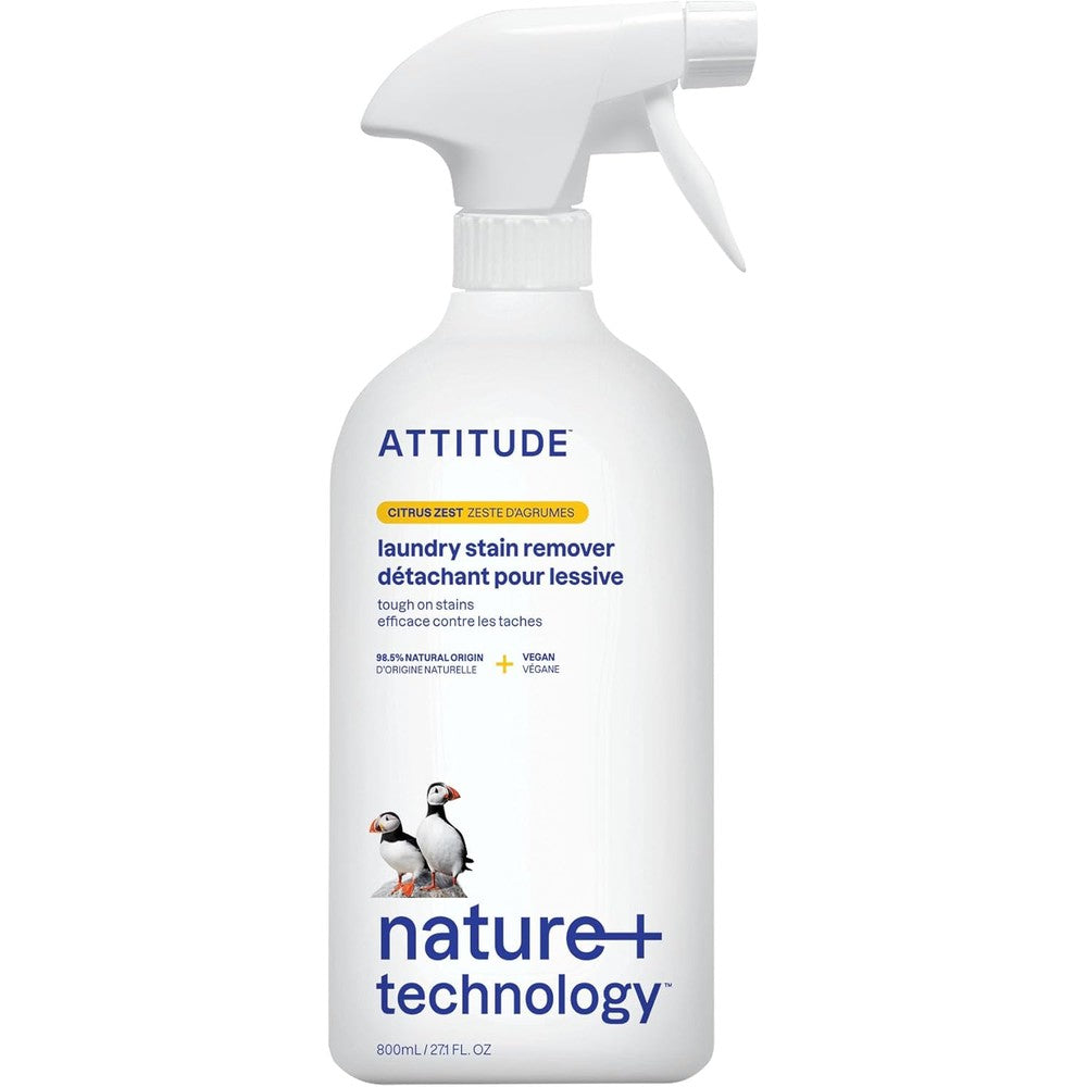 ATTITUDE Laundry Stain Remover Spray front view for laundry care.