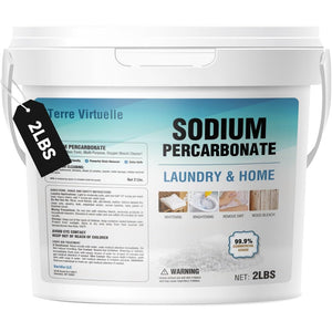 PuraMinz Sodium Percarbonate 2 Pound bucket front view showing oxygen bleach label.