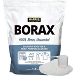 Harris Borax Powder 1.5lb bag front view for hard water laundry boosting.