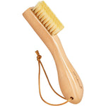 BFWood Laundry Stain Brush front view showing natural white boar bristles.