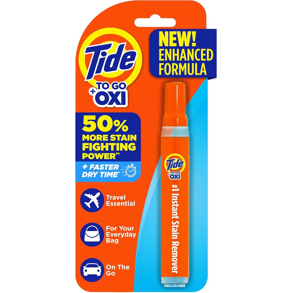 Tide To Go Instant Stain Remover Pen front view for portable laundry care.
