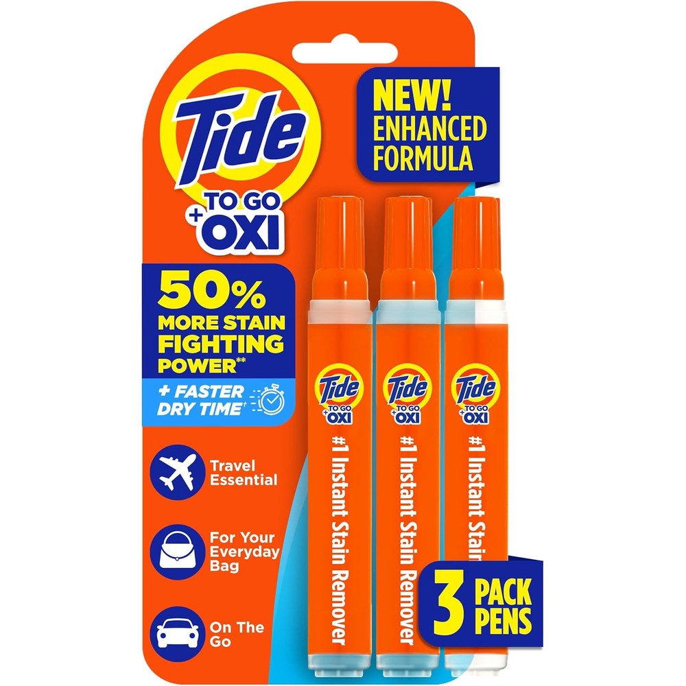 Tide To Go Instant Stain Remover Pen 3 count pack front view