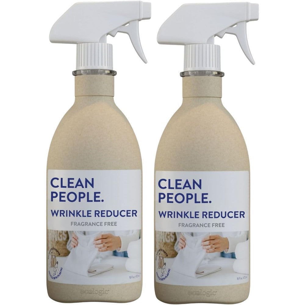 The Clean People Wrinkle Reducer Spray front view of the twin pack packaging