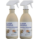 The Clean People Wrinkle Reducer Spray front view of the twin pack packaging