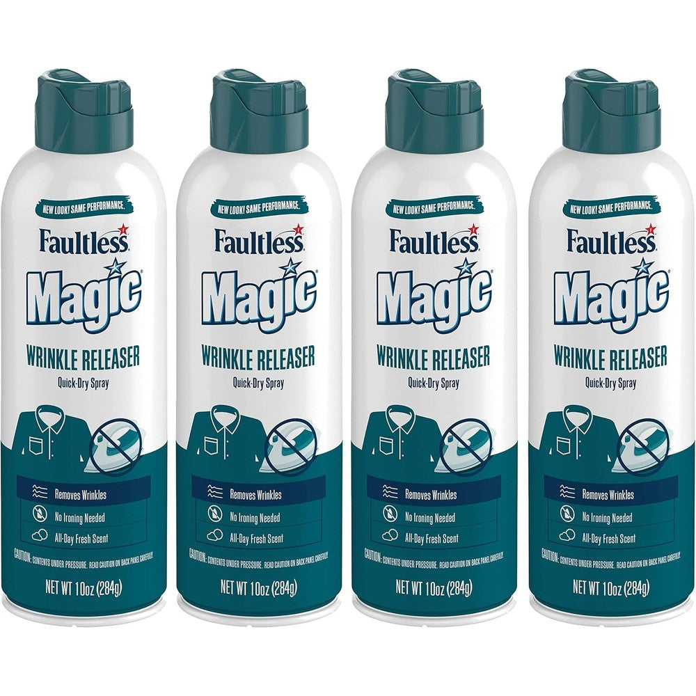 Magic Wrinkle Releaser 4 pack front view imported fabric spray