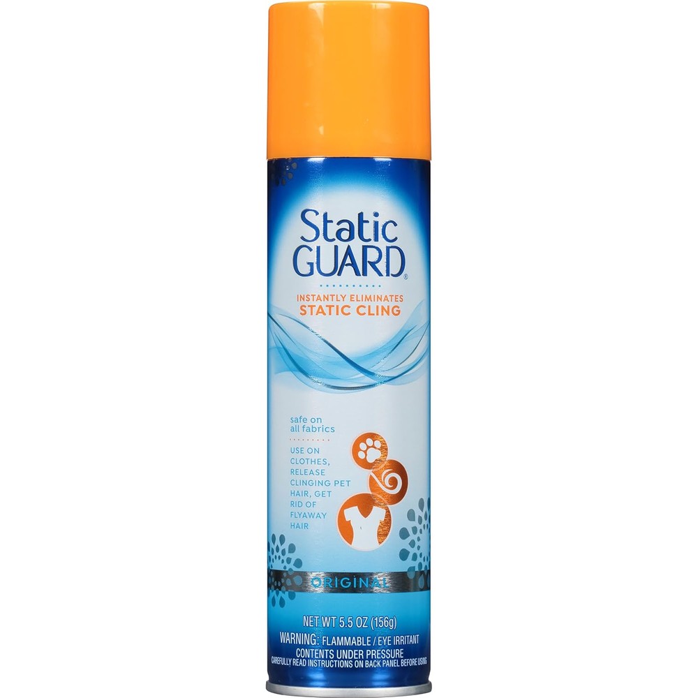 Static Guard Fresh Linen Scent Spray 5.5 ounce canister front view for anti-static fabric protection