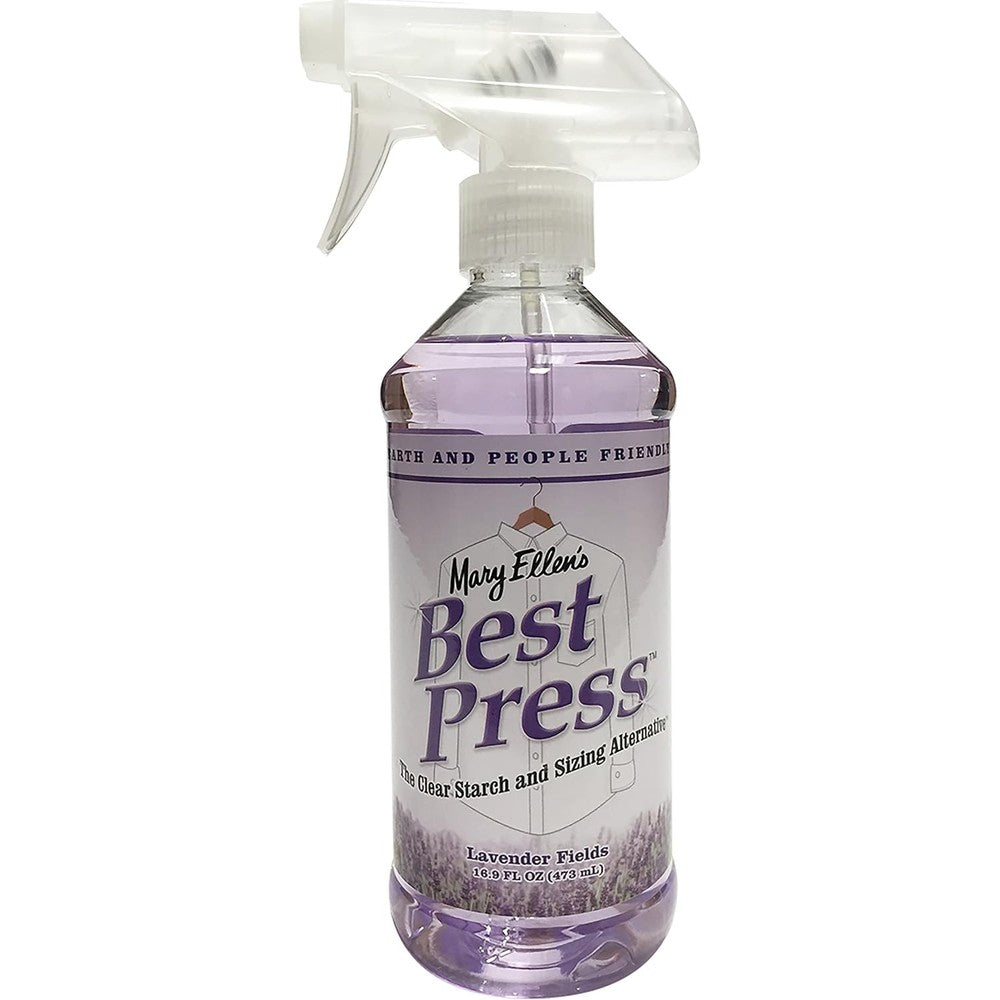 Mary Ellen Products Best Press Clear Starch Alternative front view for professional ironing.