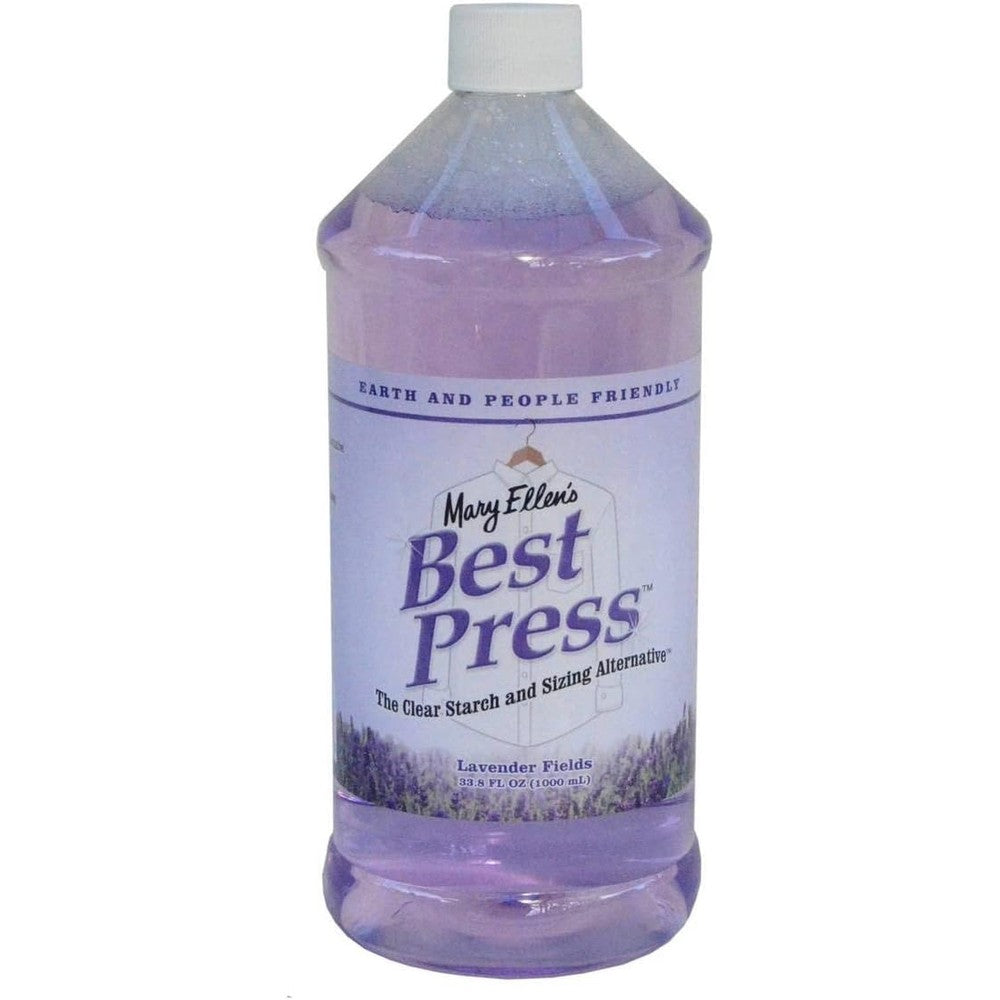 Mary Ellen's Best Press Lavender Fields front view 33.8 fluid ounce bottle for quilting starch.