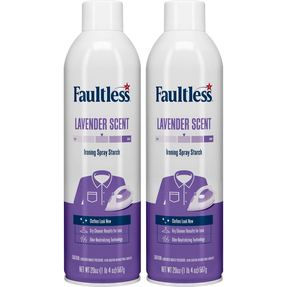 Faultless Lavender Laundry Spray Starch front view for crisp ironing.