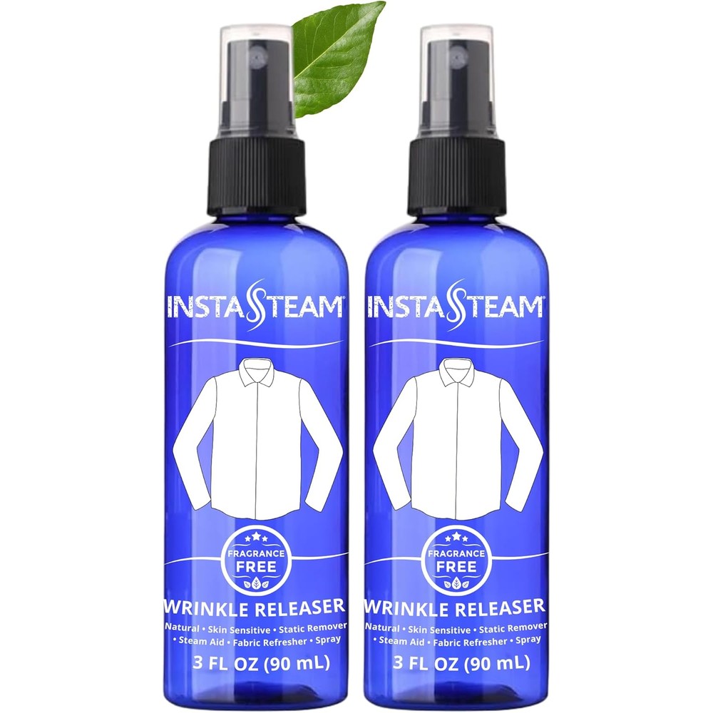 InstaSteam skin sensitive wrinkle releaser spray front view of two pack travel size bottles