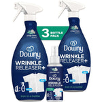Downy Wrinkle Releaser Spray multi pack front view showing crisp linen scent fabric refresher bottles.