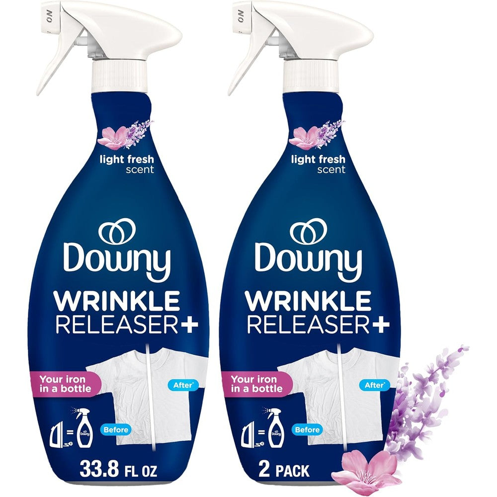 Downy Wrinkle Releaser Spray front view of authentic fabric refresher twin pack