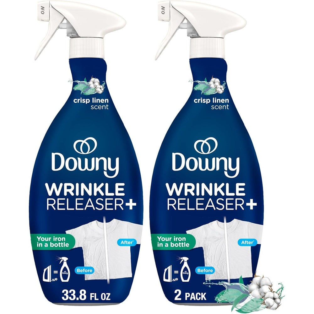 Downy Wrinkle Releaser Spray twin pack front view for easy garment care