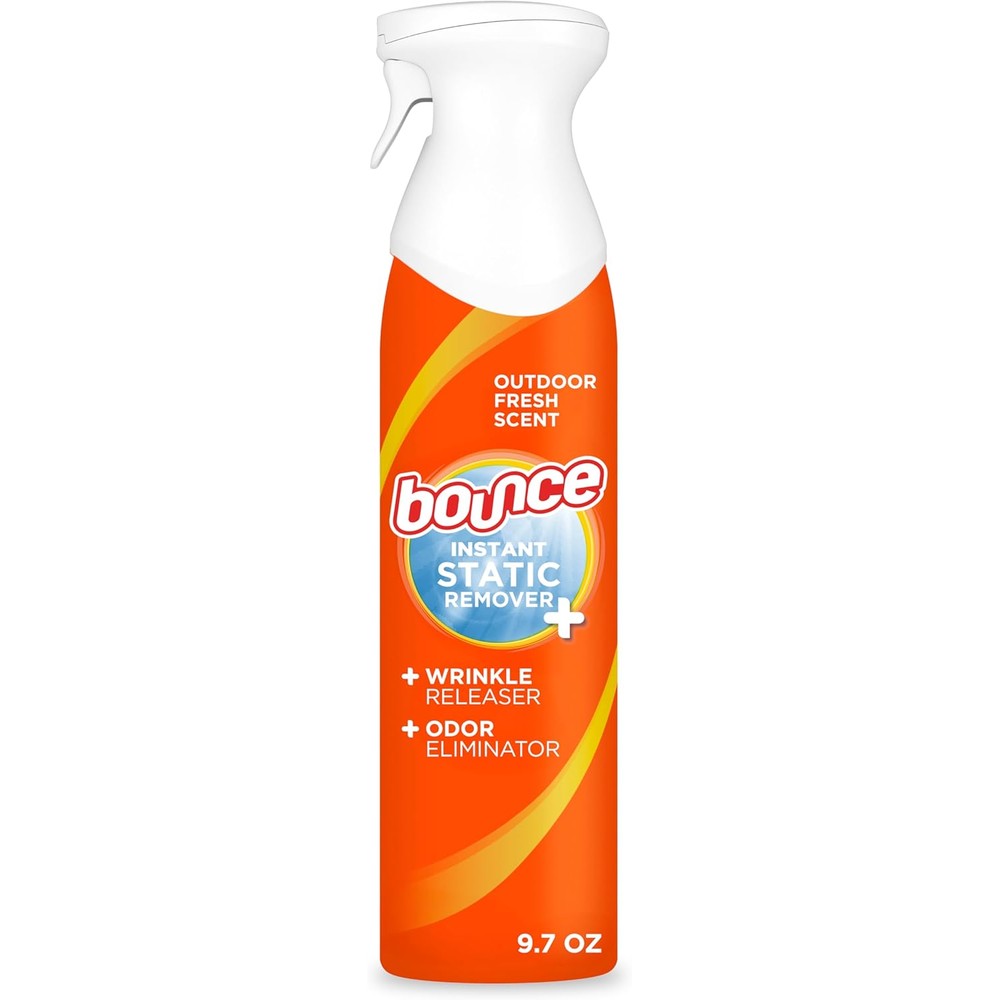 Bounce 3 in 1 Instant Anti Static Spray front view bottle for wrinkle release